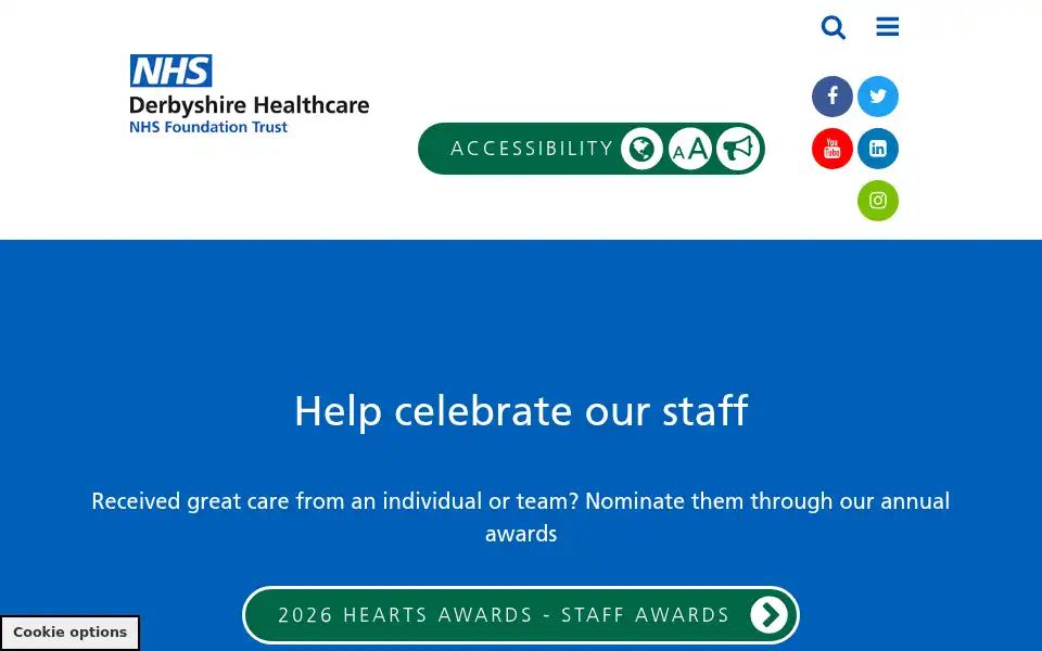 Screenshot of derbyshirehealthcareft.nhs.uk