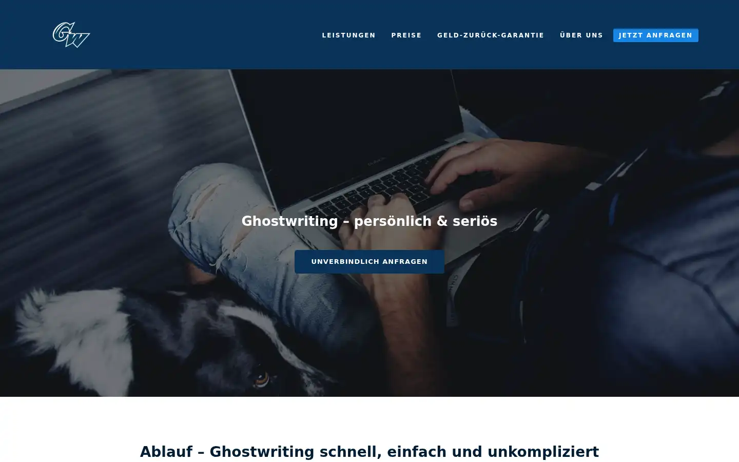 Screenshot of derghostwriter.com