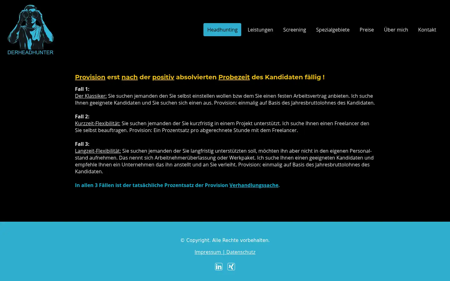 Screenshot of derheadhunter.com