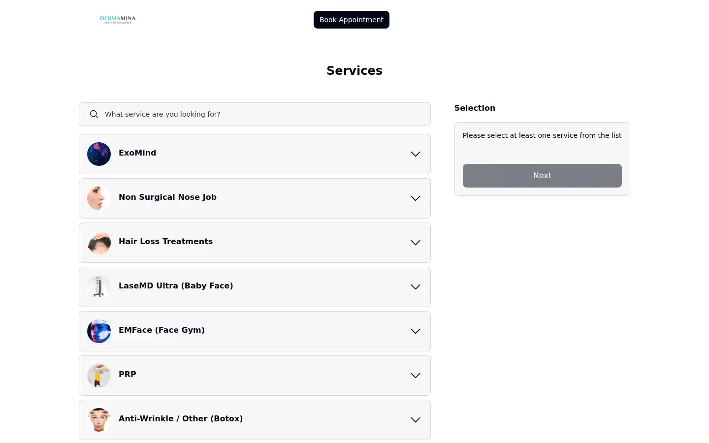 Screenshot of dermamina.com