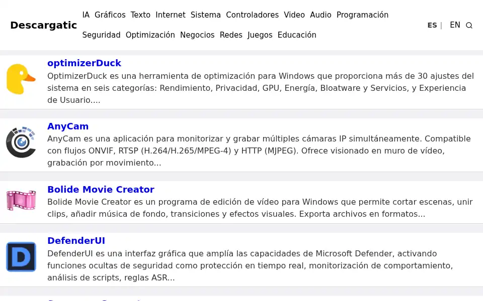 Screenshot of descargatic.com