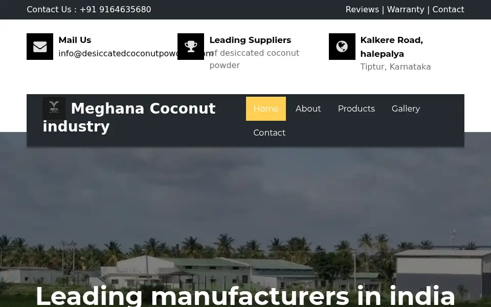 Screenshot of desiccatedcoconutpowders.com