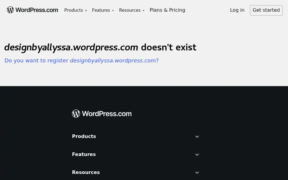 Screenshot of designbyallyssa.wordpress.com