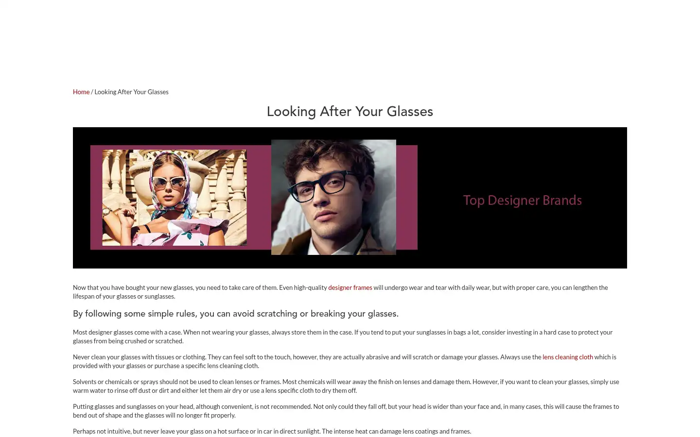 Screenshot of designerglasses.co.uk