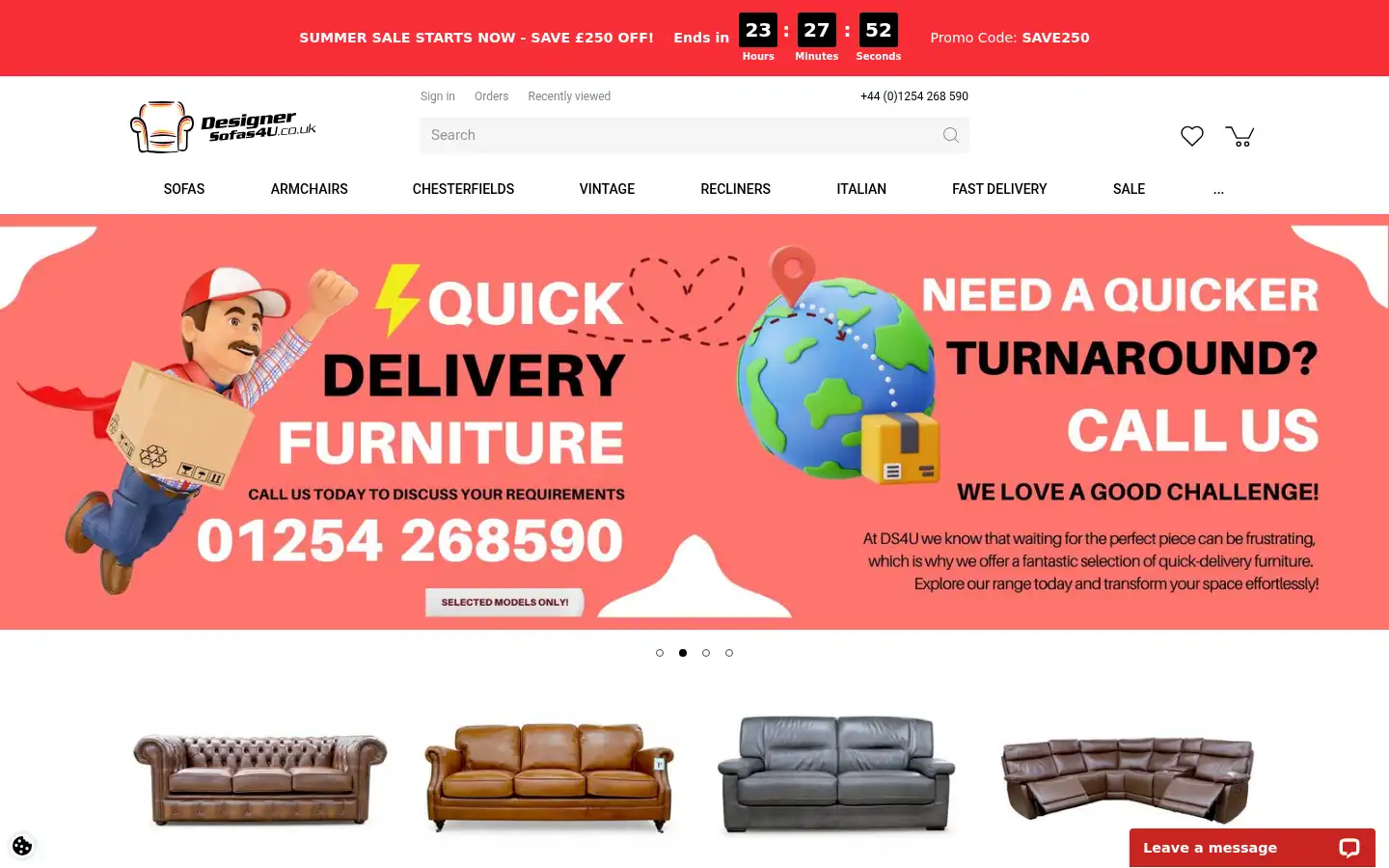 Screenshot of designersofas4u.co.uk