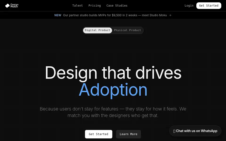 Screenshot of designmatch.io
