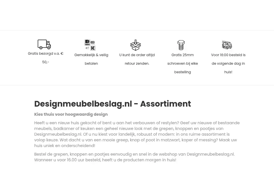 Screenshot of designmeubelbeslag.nl