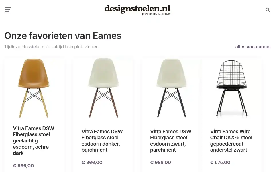 Screenshot of designstoelen.nl
