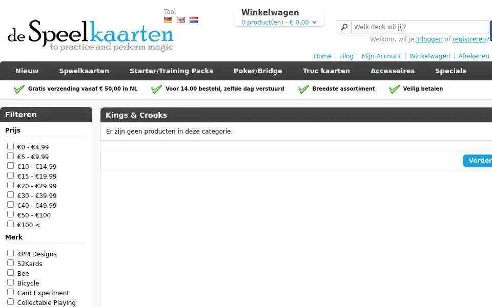 Screenshot of despeelkaarten.nl