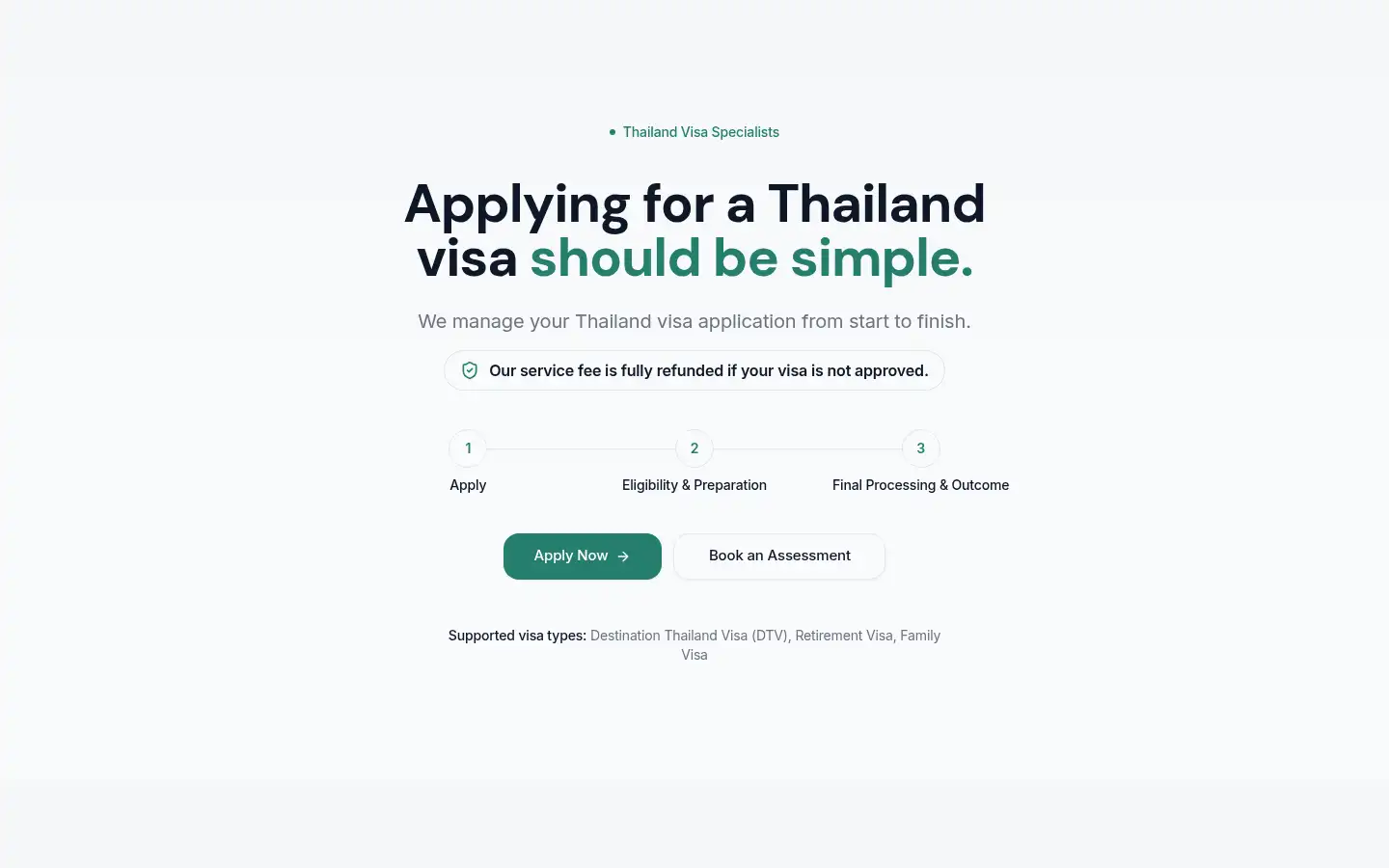 Screenshot of destinationthailandvisa.com