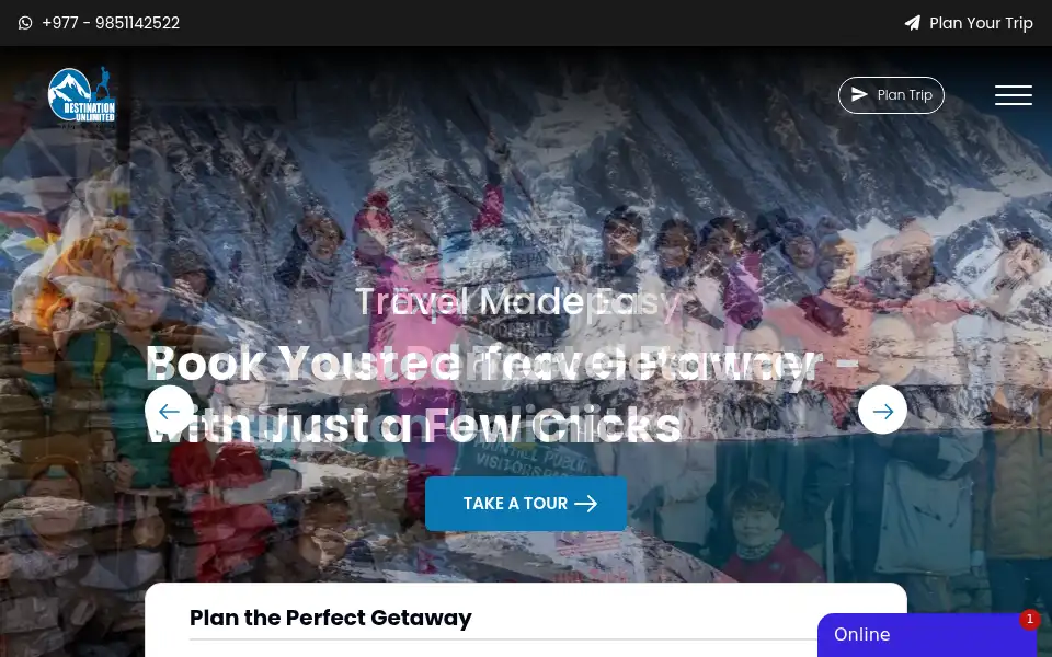 Screenshot of destinationunlimitedtreks.com