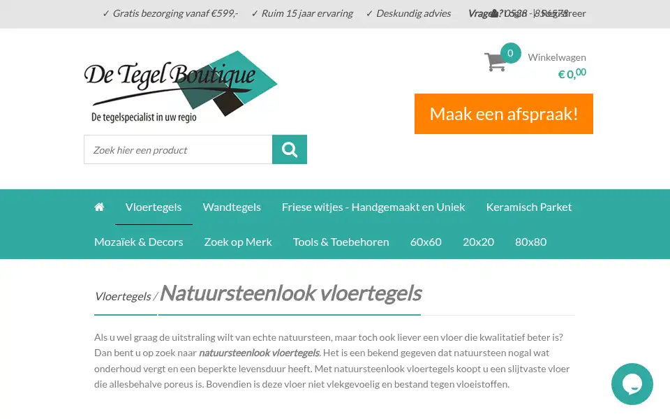Screenshot of detegelboutique.nl