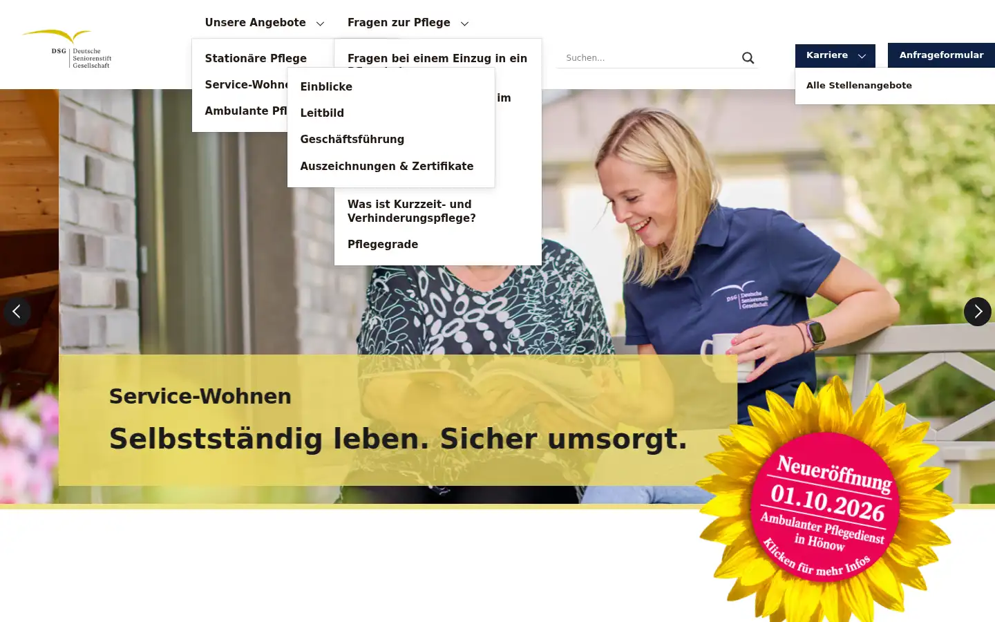 Screenshot of deutsche-seniorenstift.de