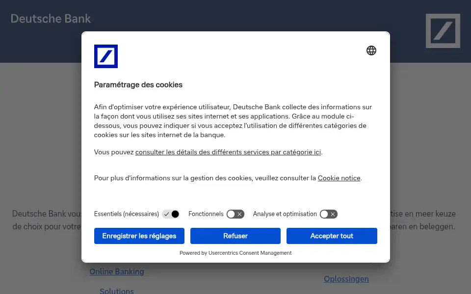 Screenshot of deutschebank.be