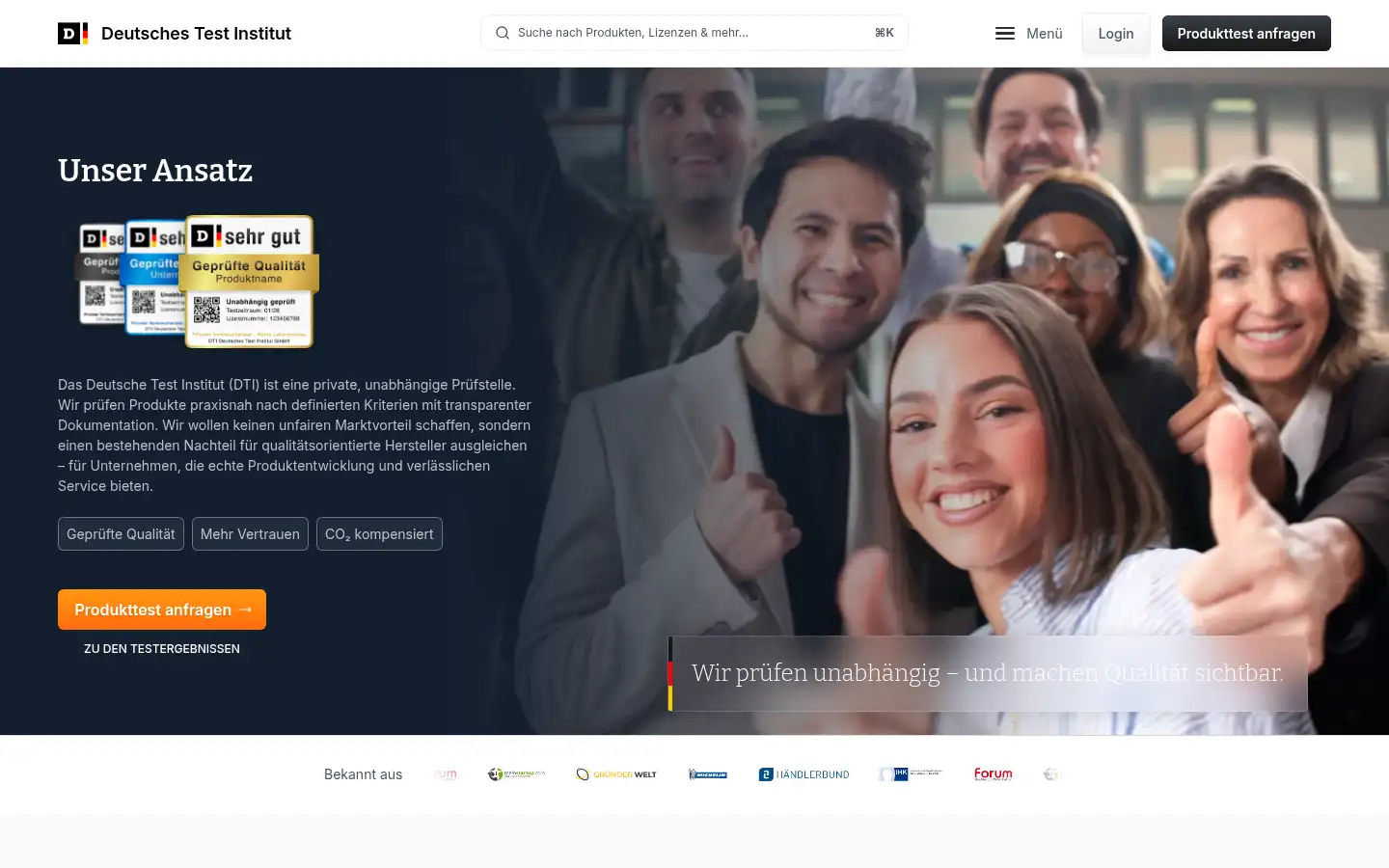 Screenshot of deutsches-testinstitut.de