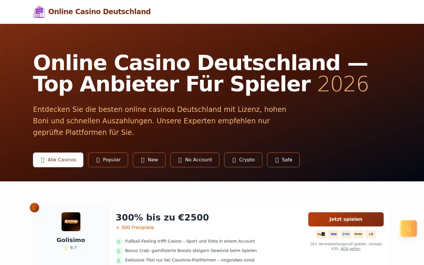 Screenshot of deutschlandcasinos.net