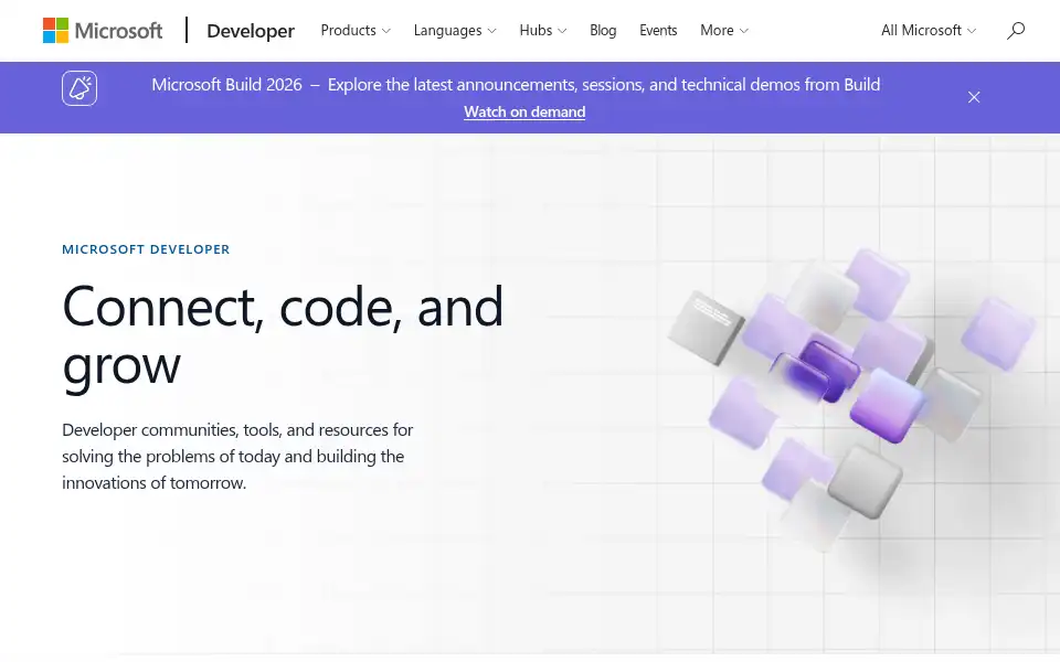 Screenshot of developer.microsoft.com