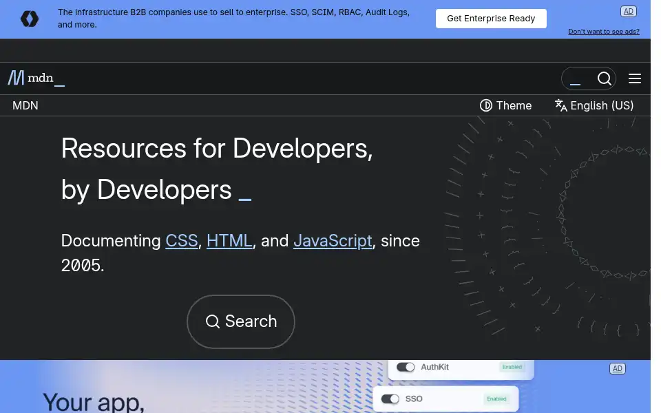 Screenshot of developer.mozilla.org