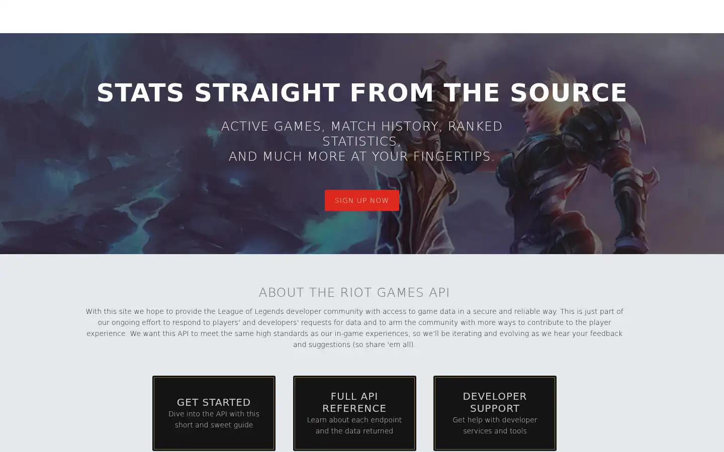 Screenshot of developer.riotgames.com