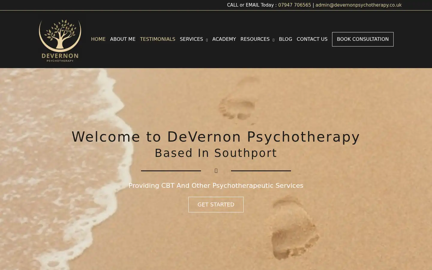 Screenshot of devernonpsychotherapy.co.uk