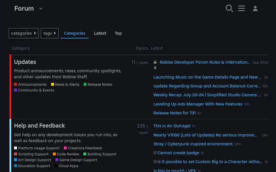 Screenshot of devforum.roblox.com