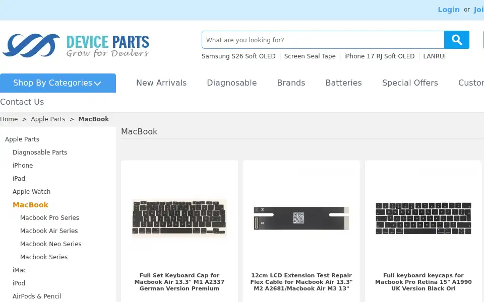 Screenshot of deviceparts.com
