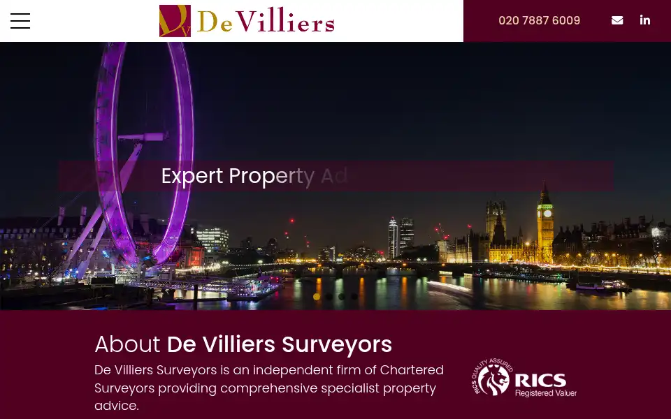 Screenshot of devilliers-surveyors.co.uk