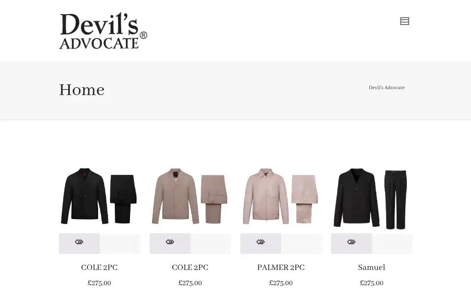 Screenshot of devilsadvocateclothing.com