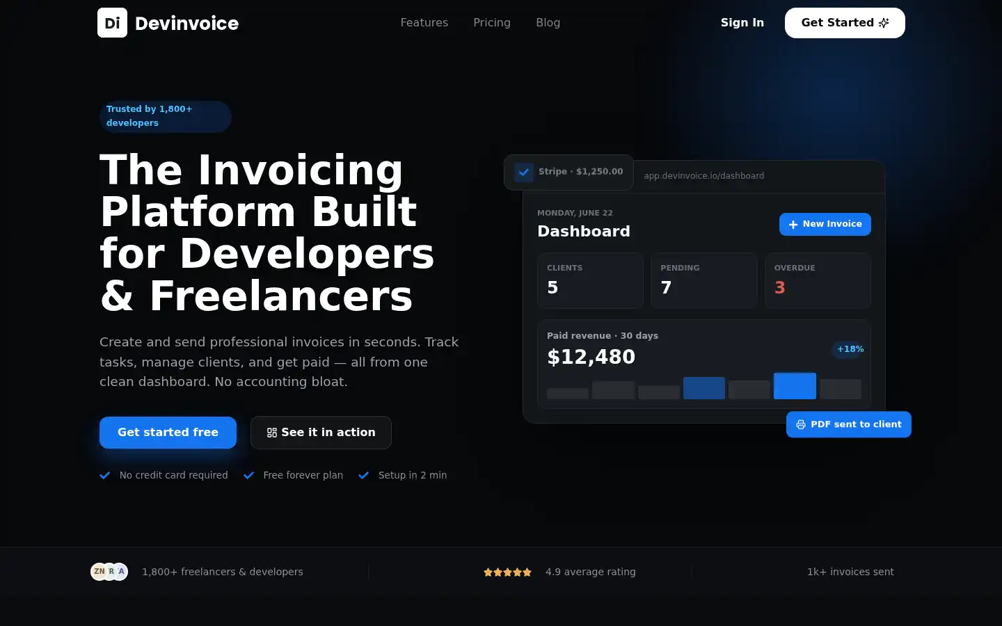 Screenshot of devinvoice.io