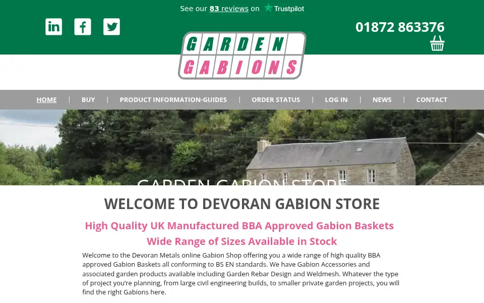 Screenshot of devoran-garden-gabions.co.uk