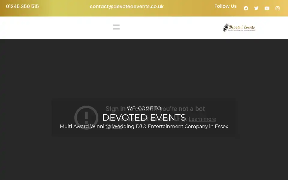 Screenshot of devotedevents.co.uk