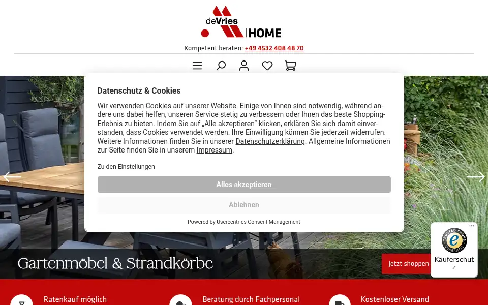 Screenshot of devries-werksverkauf.de