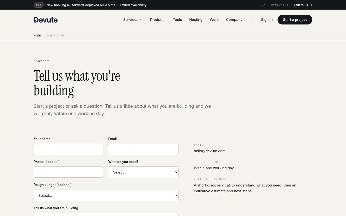Screenshot of devute.com