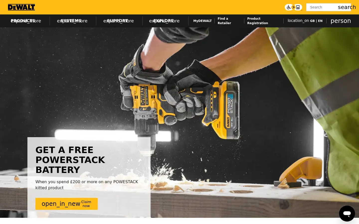 Screenshot of dewalt.co.uk