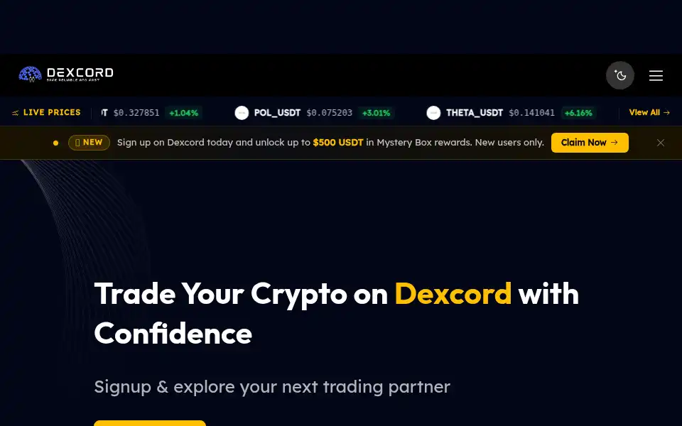 Screenshot of dexcord.com