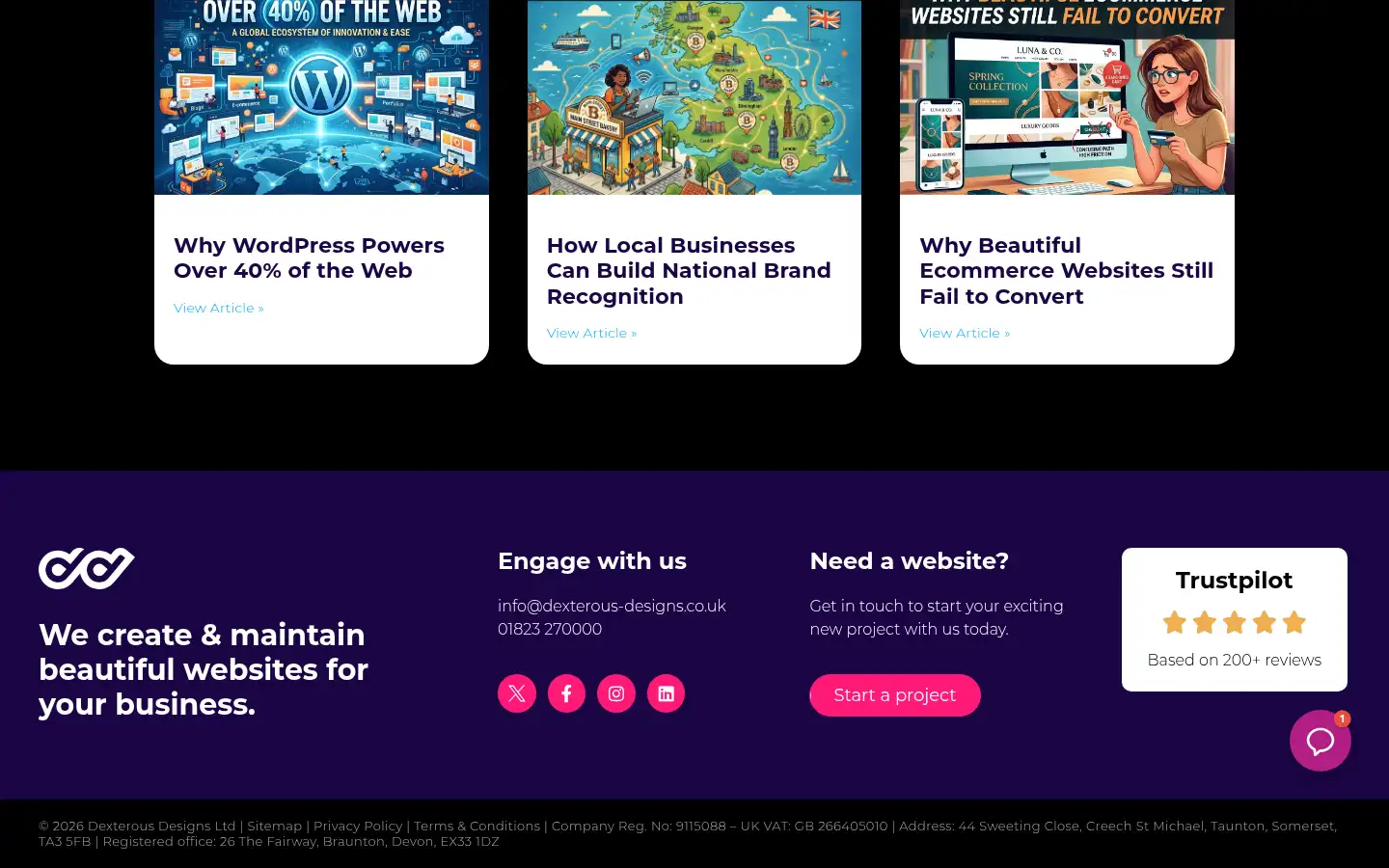 Screenshot of dexterous-designs.co.uk