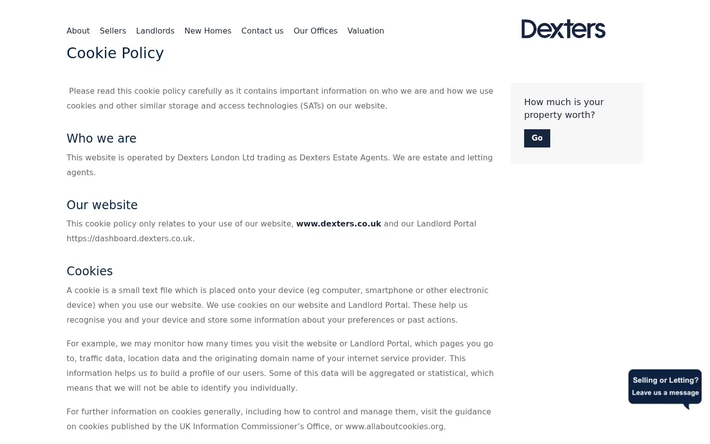 Screenshot of dexters.co.uk