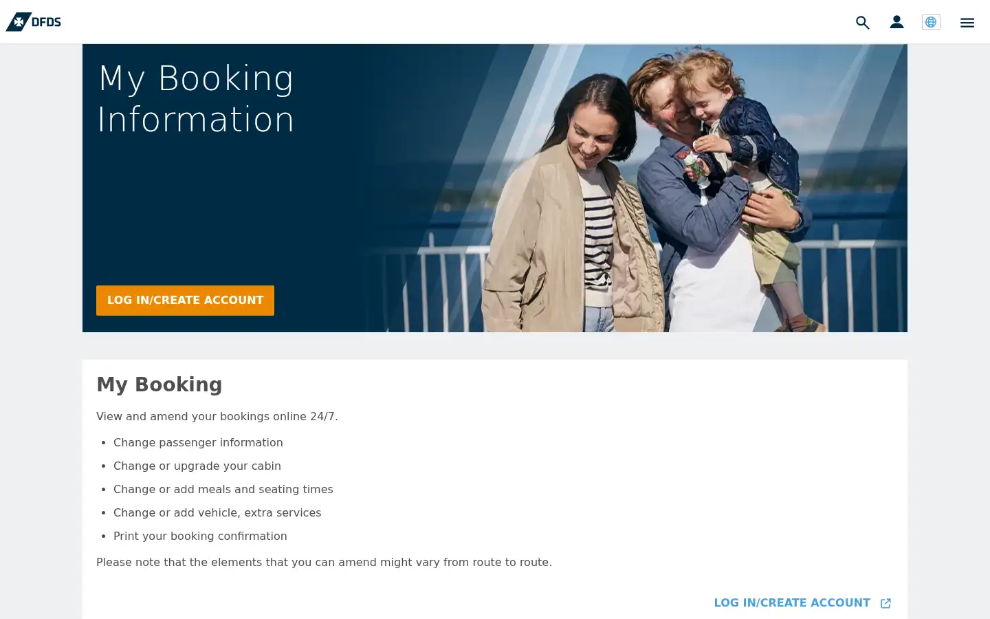 Screenshot of dfds.com