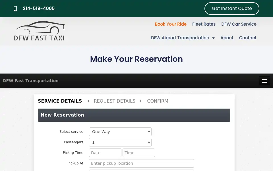 Screenshot of dfwfasttaxi.com