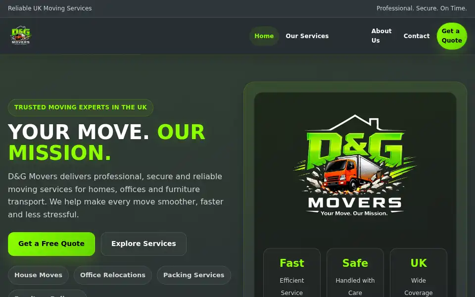 Screenshot of dgmovers.co.uk