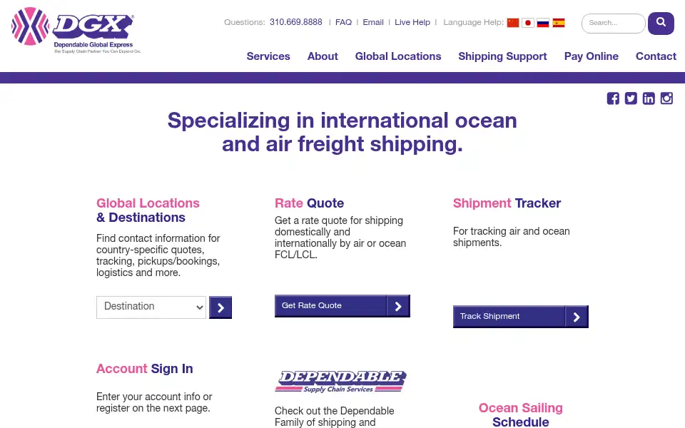 Screenshot of dgxglobal.com