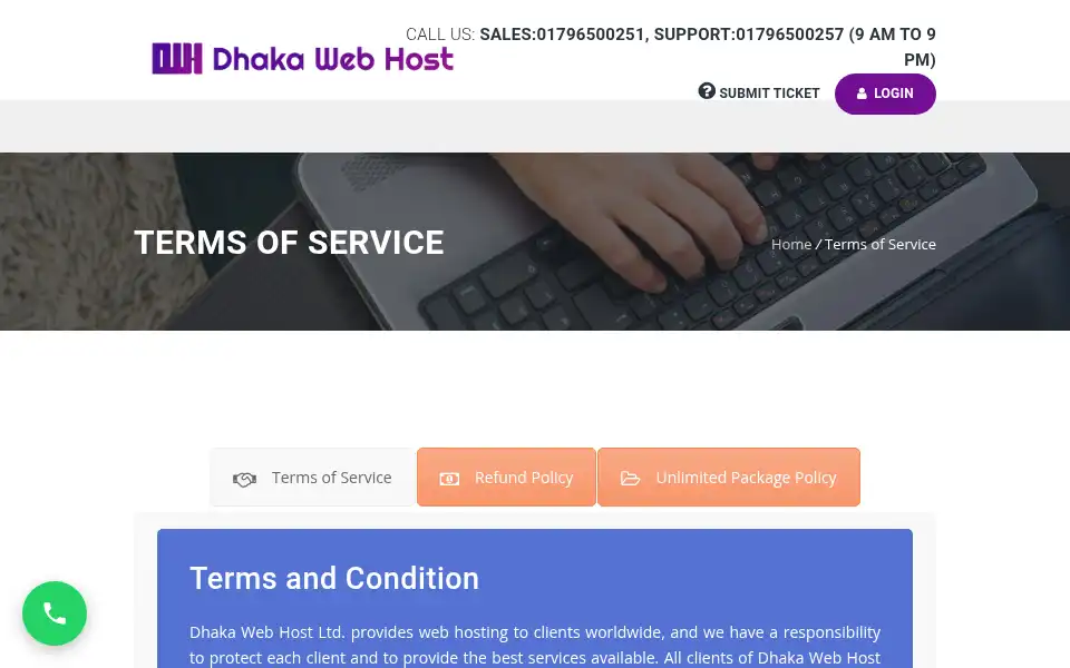 Screenshot of dhakawebhost.com
