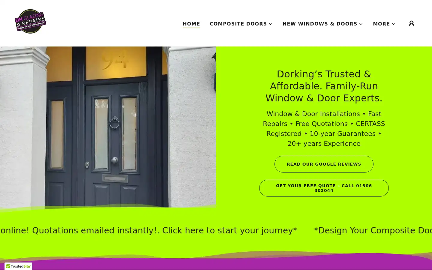 Screenshot of dhglazingandrepairs.co.uk