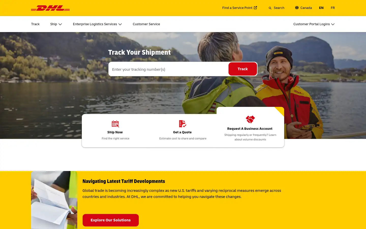 Screenshot of dhl.ca