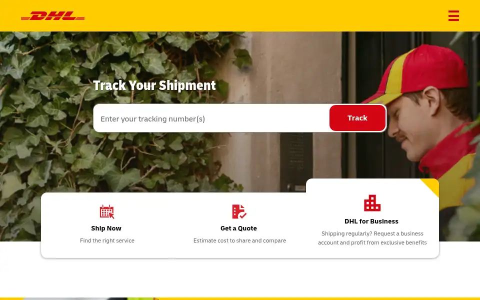 Screenshot of dhl.co.il