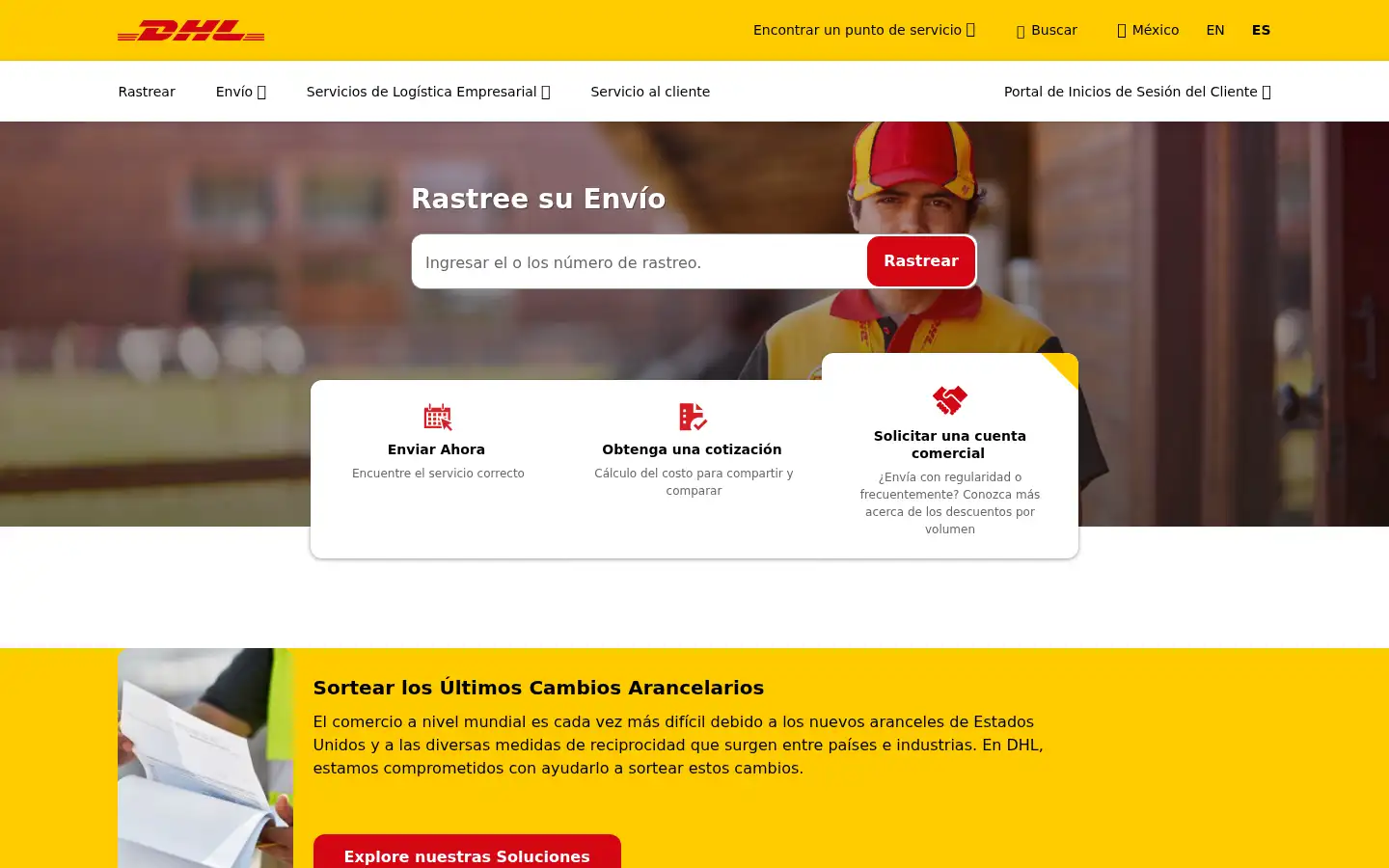 Screenshot of dhl.com.mx