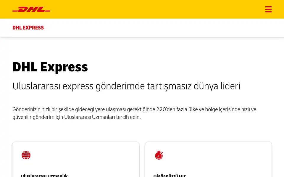 Screenshot of dhl.com.tr