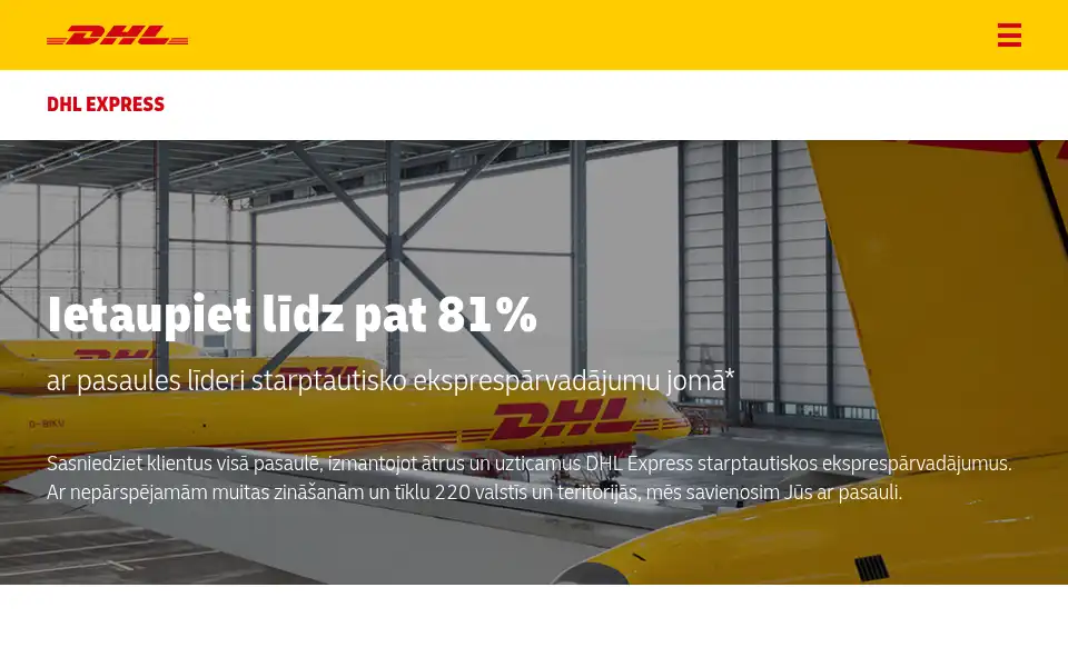 Screenshot of dhl.lv