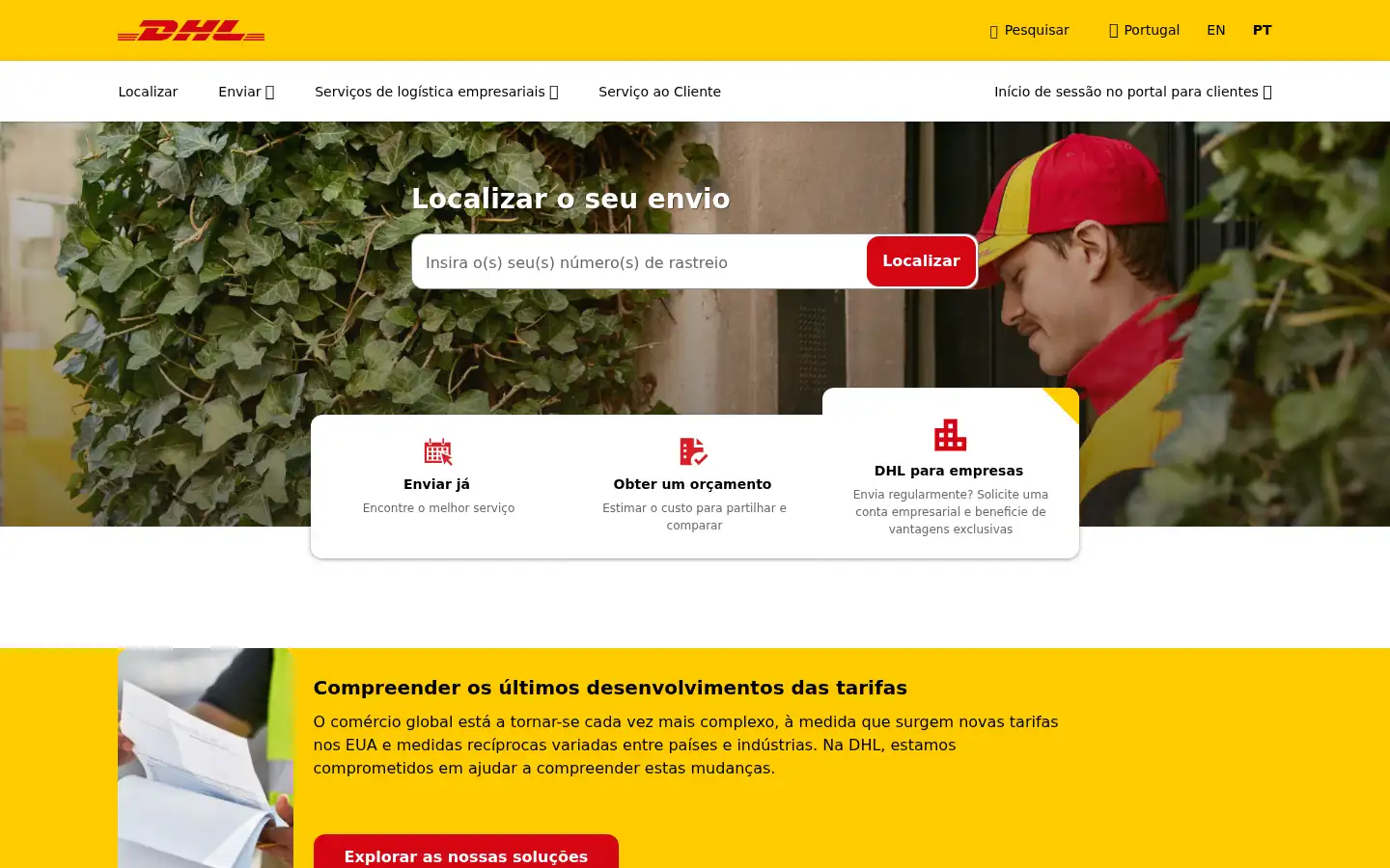 Screenshot of dhl.pt