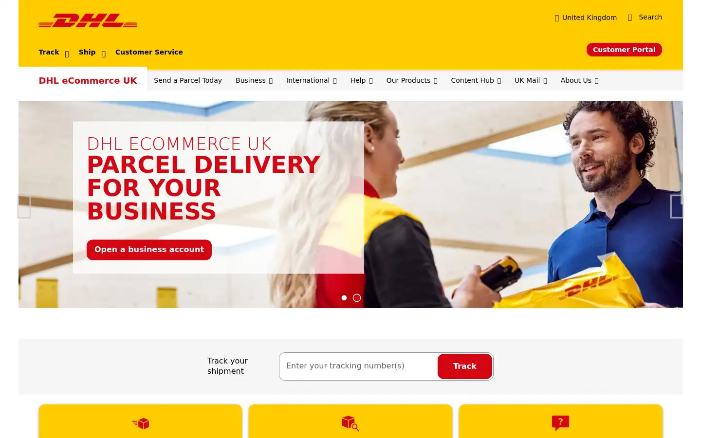 Screenshot of dhlecommerce.co.uk